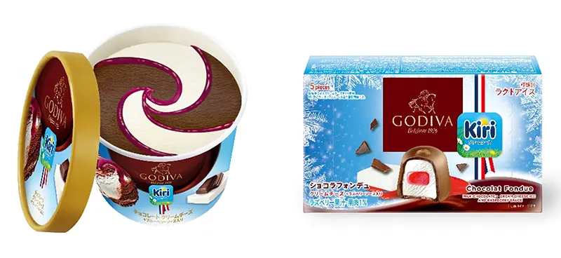 ゴディバとキリ®のコラボレーションから誕生したアイス「チョコレート クリームチーズ」、「ショコラフォンデュ クリームチーズ」数量限定販売