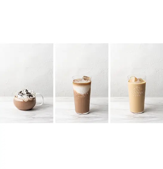 ゴディバカフェ 3種類の新ドリンクが登場「Gショコラリッチ クリーム」「カフェモカ リッチショコラ」「ロイヤルミルクティー ホワイトショコラ」