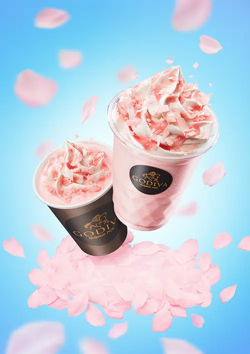 ホワイトチョコレートベースのチョコレートドリンクに桜あん!「ショコリキサー さくら満開」「ホットショコリキサー さくら満開」
