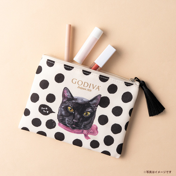 ゴディバ ブラックキャット コレクション カレ アソートメント(4枚入)ポーチ付き