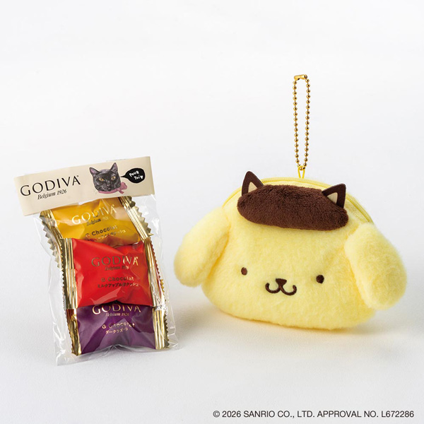ゴディバ ブラックキャット コレクション G ショコラ（3粒入）+ポムポムプリン ポーチ