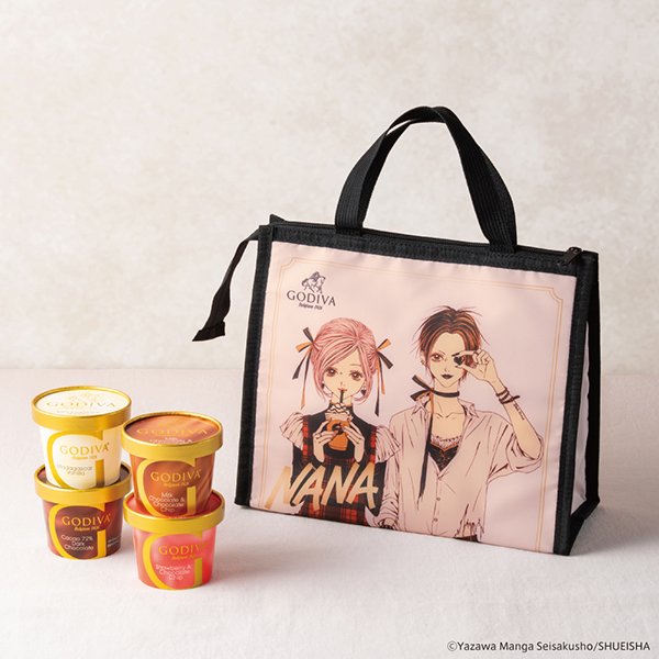【送料込】ゴディバ×NANA カップアイスクリーム120ml(4個)+保冷バッグセット